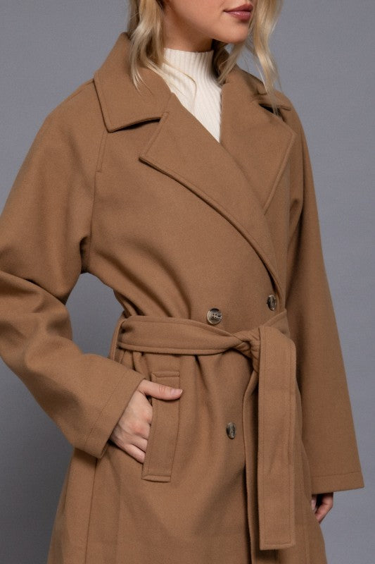 DOUBLE BREASTED BUTTON SOFT TRENCH COAT