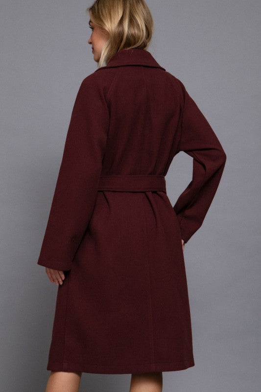 DOUBLE BREASTED BUTTON SOFT FELT TRENCH COAT