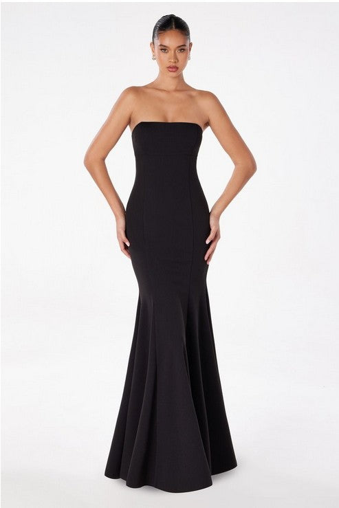 STRAPLESS MAXI GOWN WITH OPEN BACK TIE
