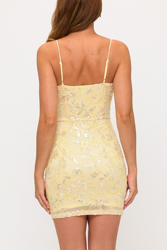 BEAD AND SEQUIN BODYCON DRESS
