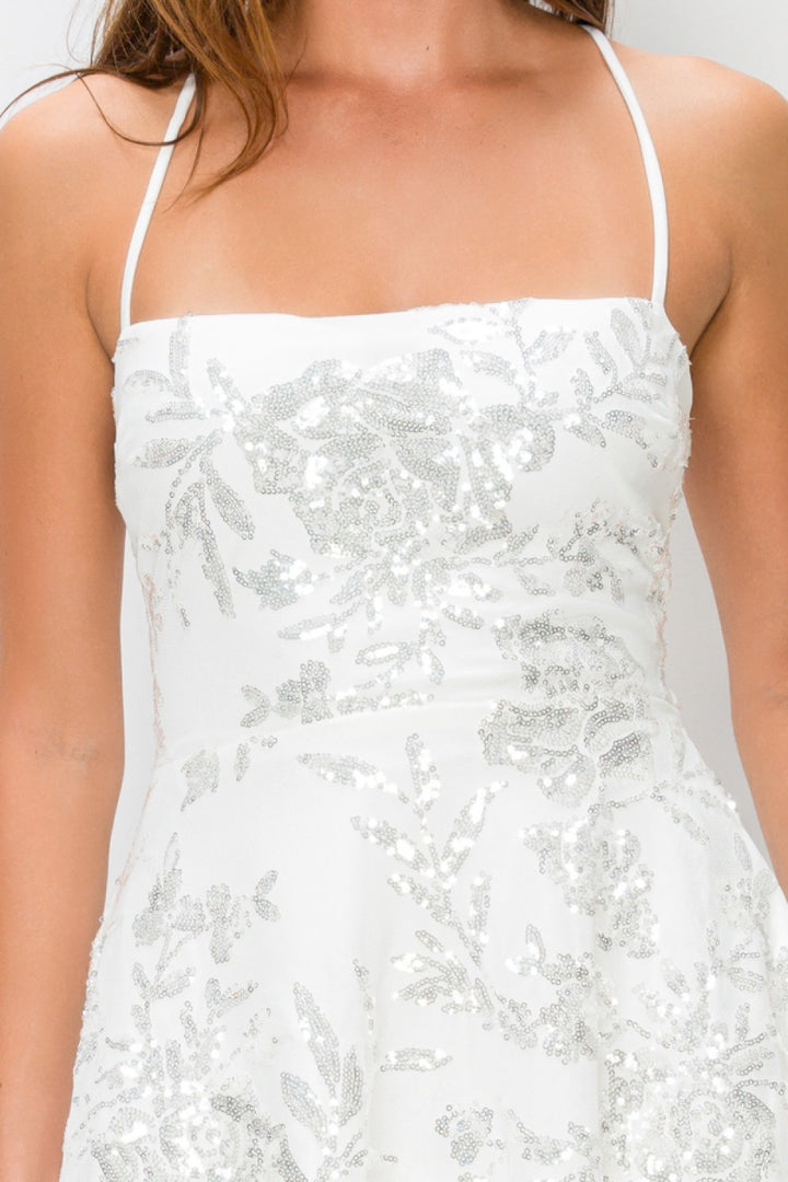 FLORAL SEQUIN IRI FLARED MINI