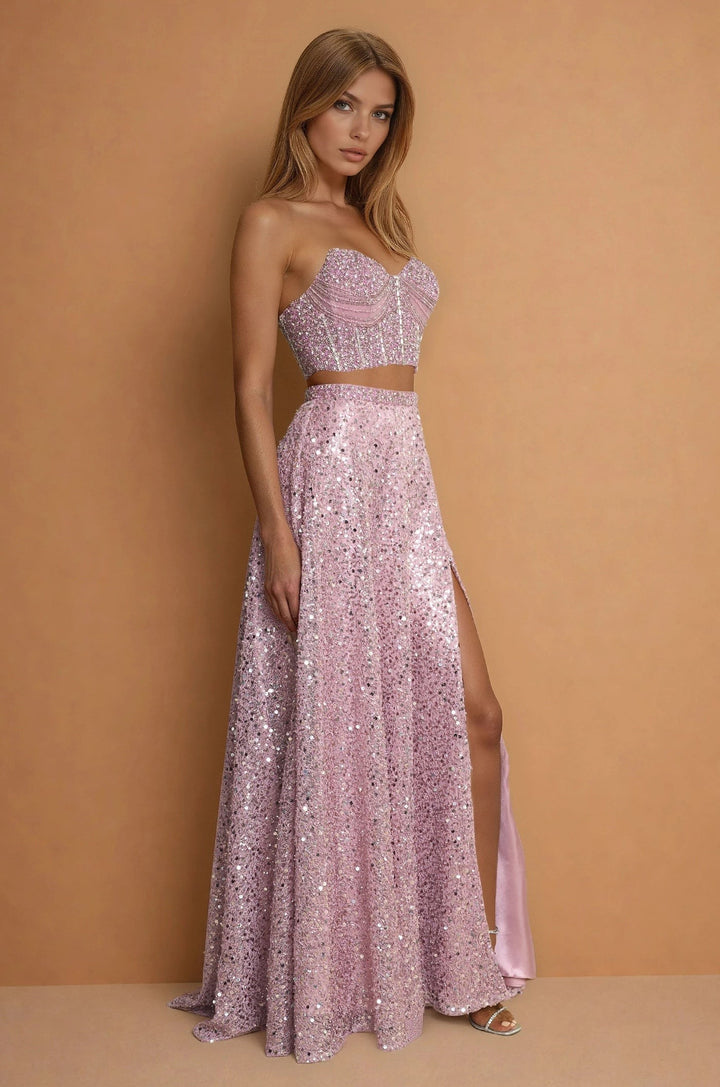 TWO PIECE CORSET SEQUIN SET