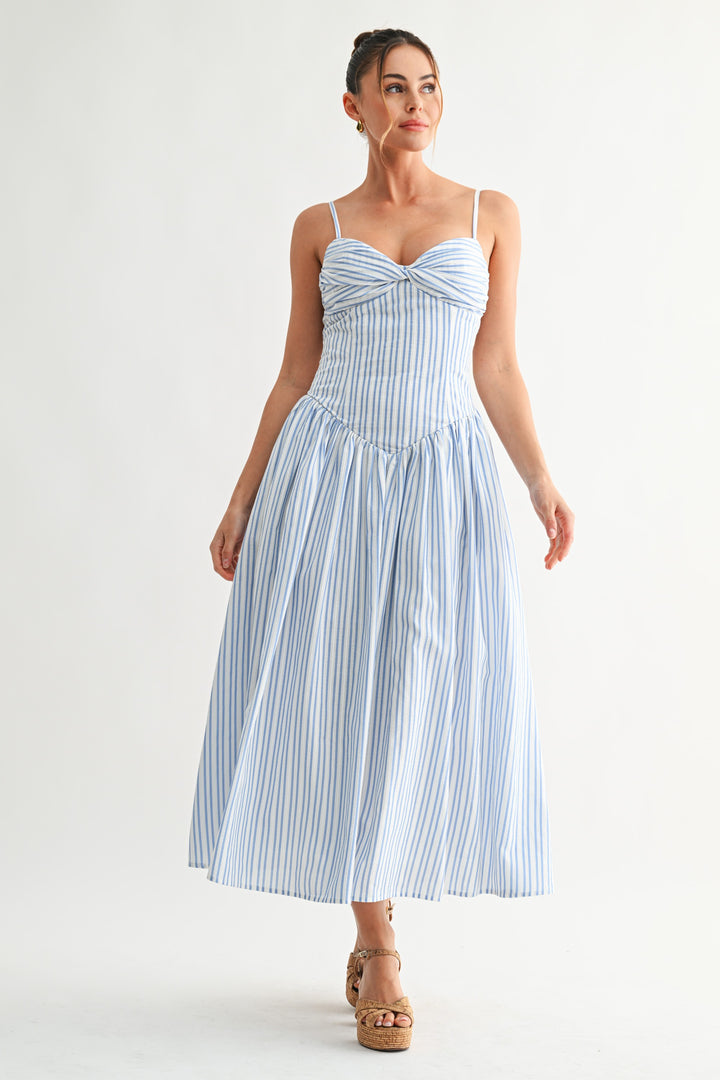 SEASIDE STRIPE MIDI DRESS