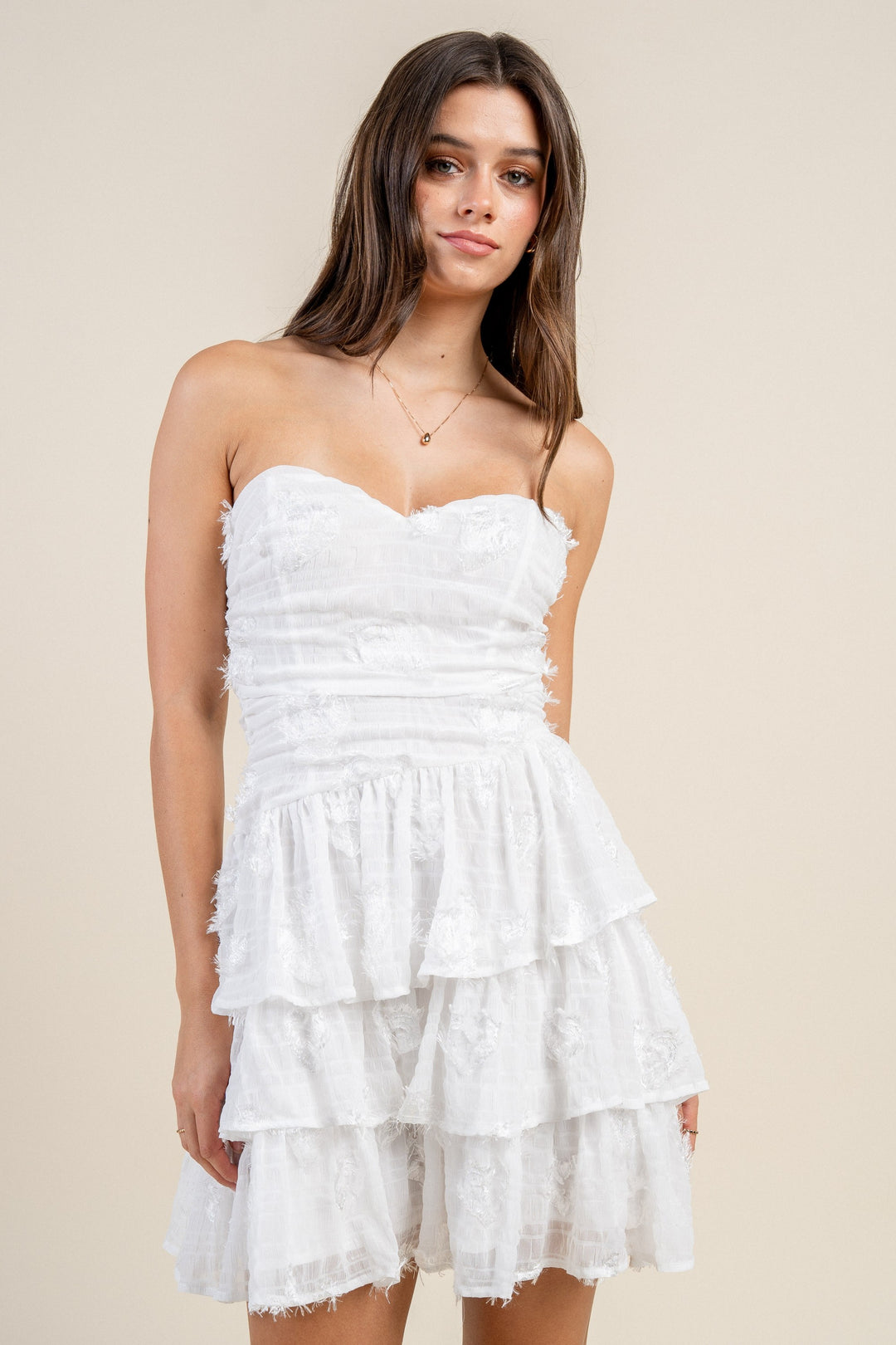ASYMMETRICAL TIERED MINI DRESS