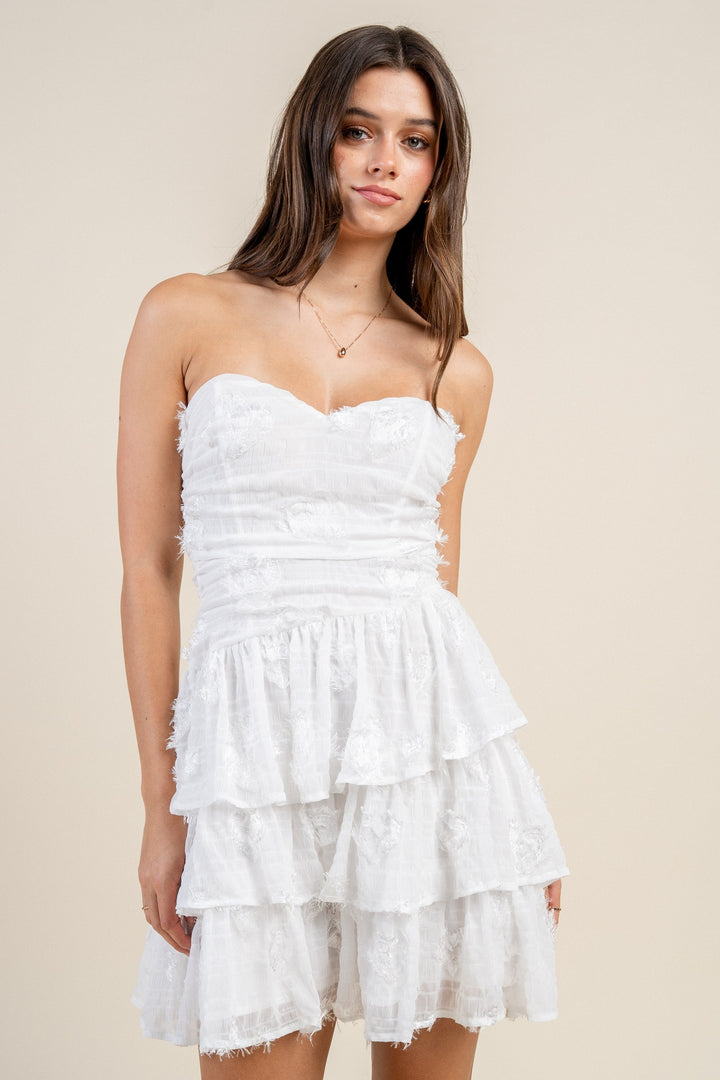 ASYMMETRICAL TIERED MINI DRESS