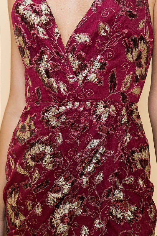 EMBROIDERED FLORAL MINI DRESS