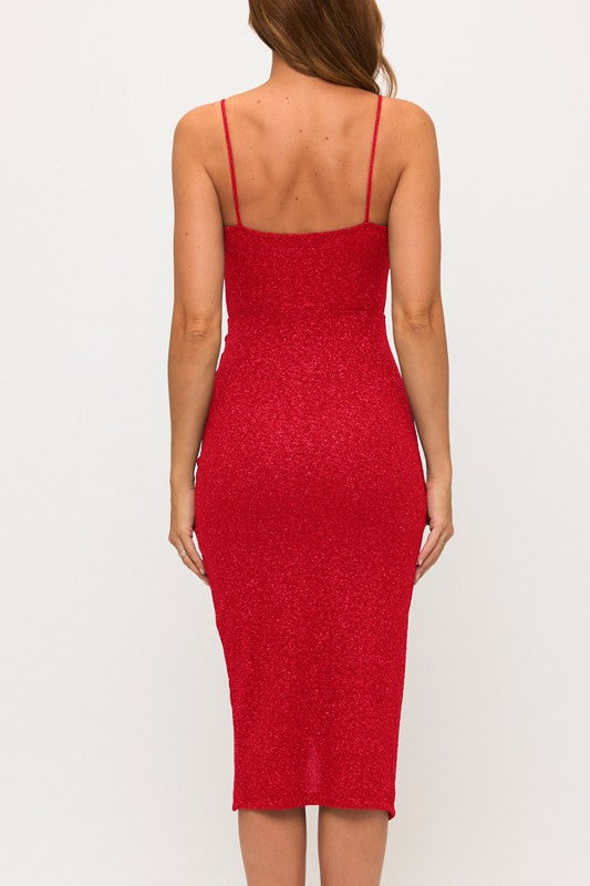 GLITTER BODYCON MIDI DRESS