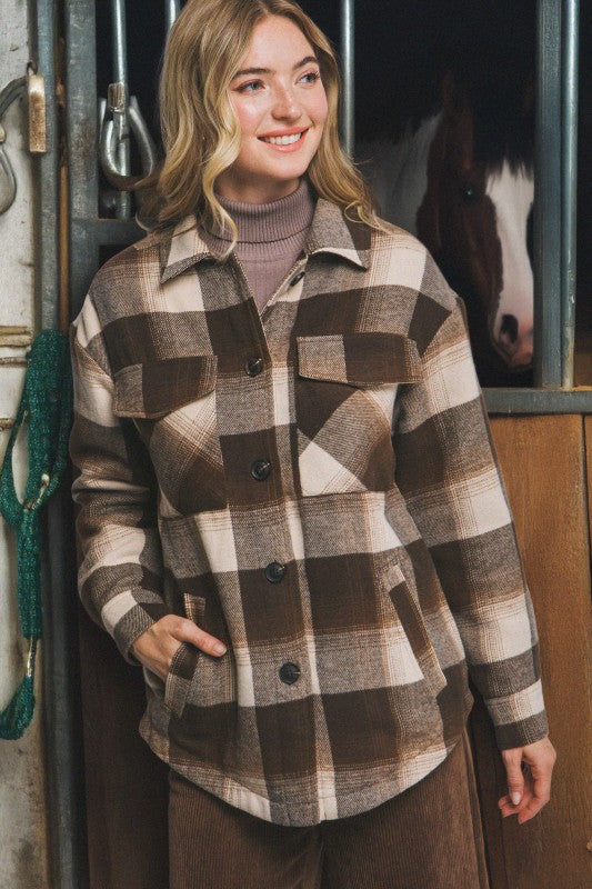 PLAID SHERPA LINED SHACKET
