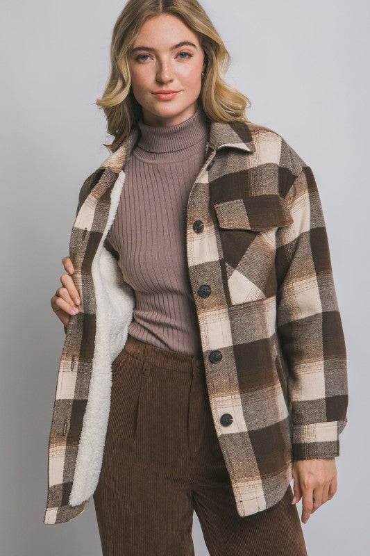 PLAID SHERPA LINED SHACKET