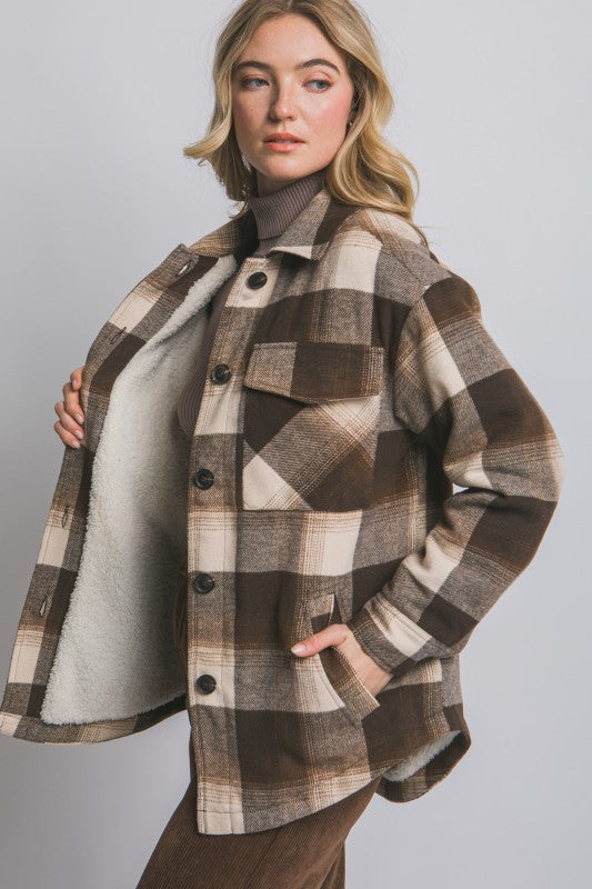 PLAID SHERPA LINED SHACKET