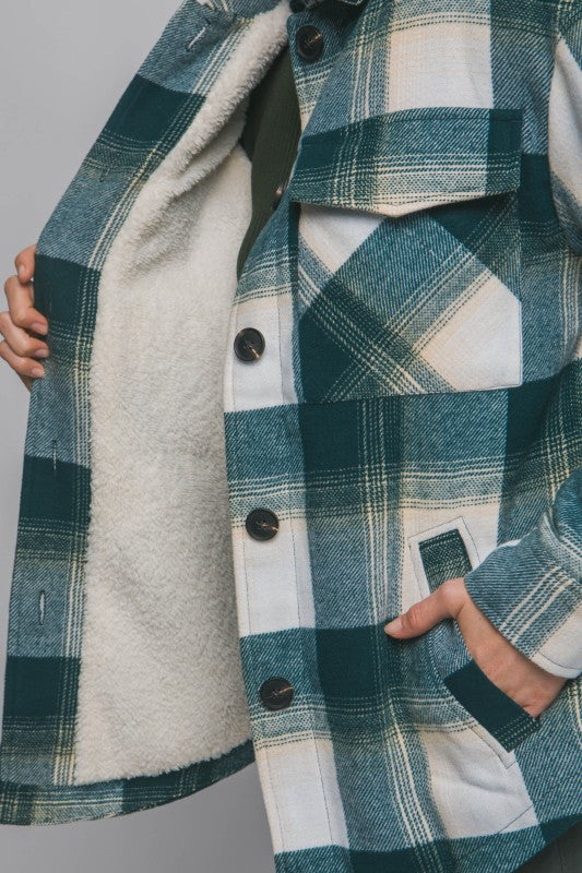 PLAID SHERPA LINED SHACKET