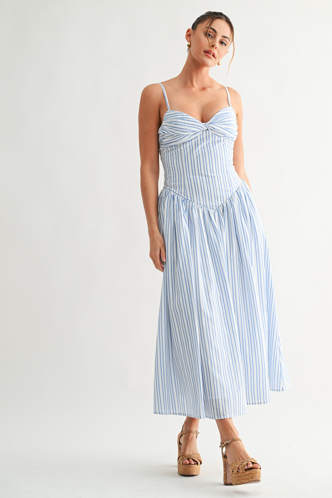 SEASIDE STRIPE MIDI DRESS