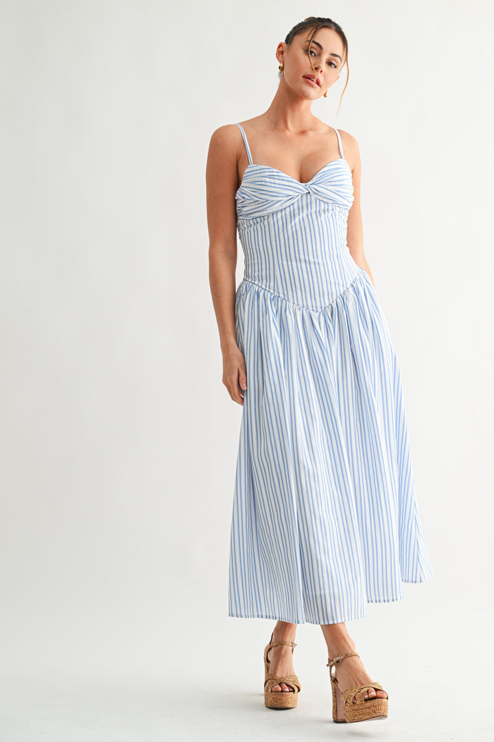 SEASIDE STRIPE MIDI DRESS