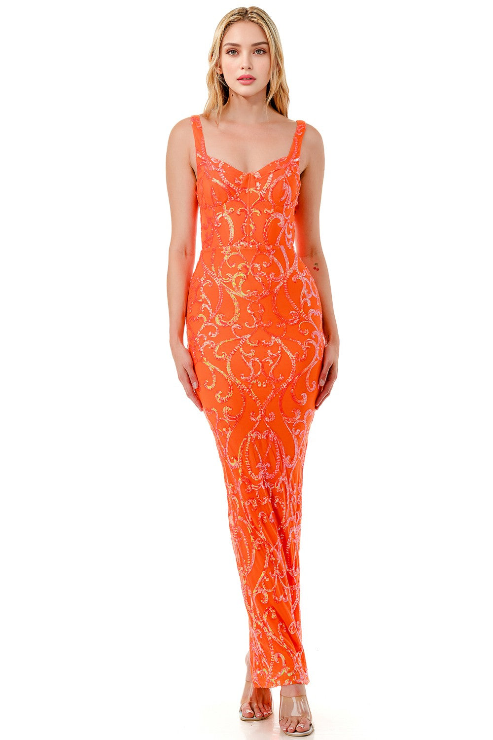 SEQUIN CORSET MAXI DRESS L