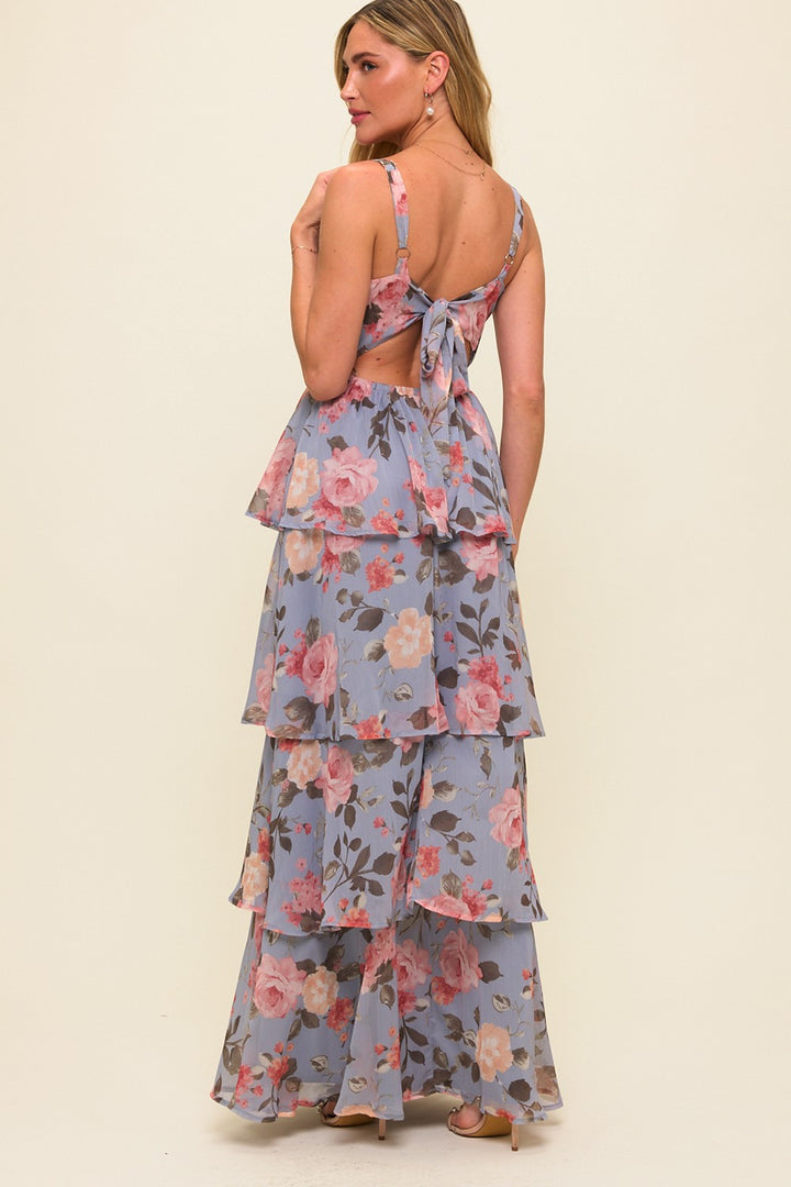 FLORAL RUFFLE TIERED MAXI DRESS