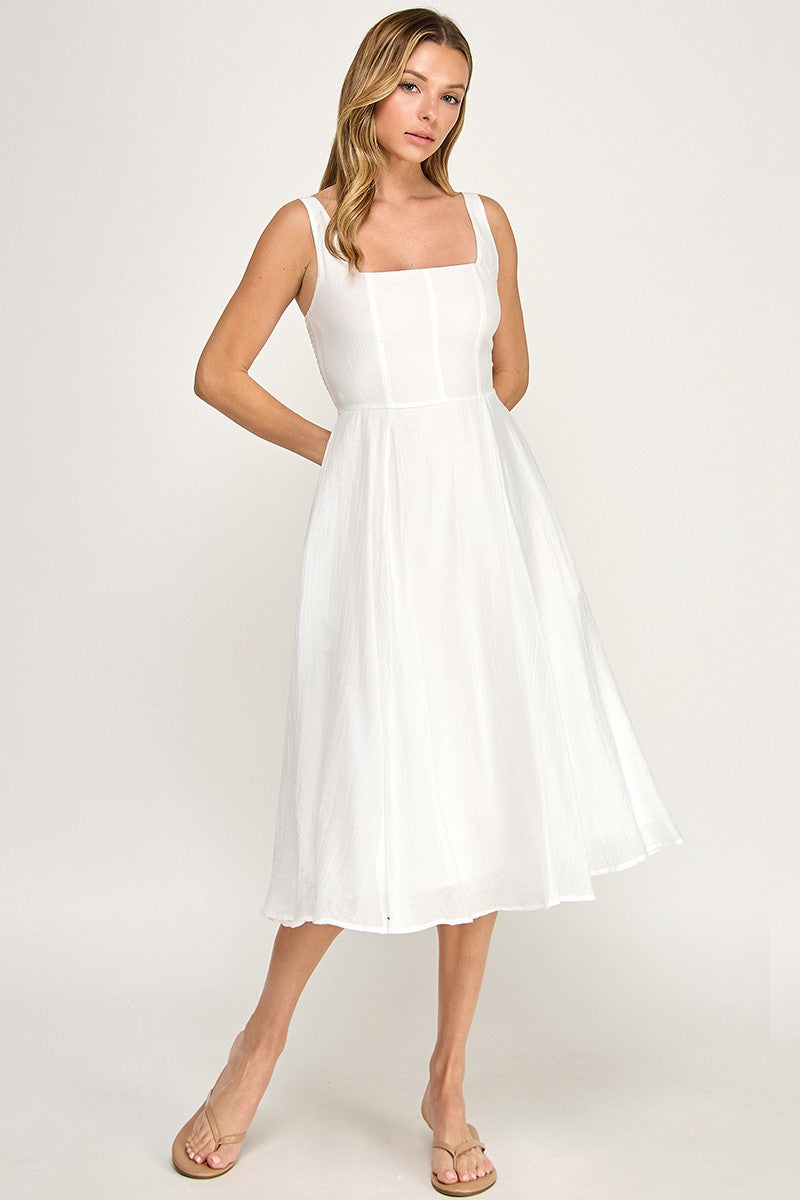 SQUARE NECK MIDI WITH POCKETS