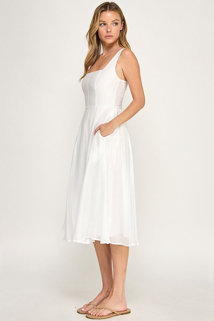 SQUARE NECK MIDI WITH POCKETS