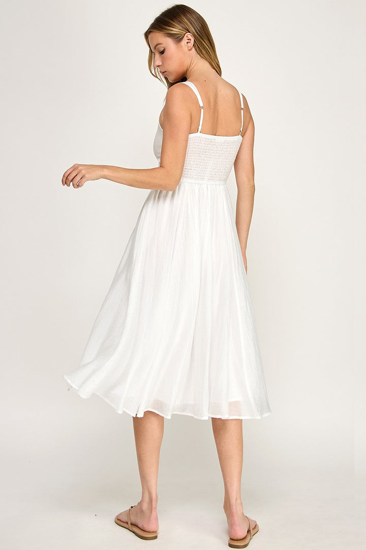 SQUARE NECK MIDI WITH POCKETS
