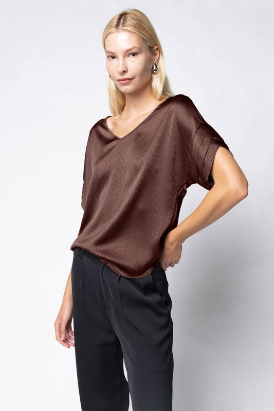 SATIN VNECK TOP