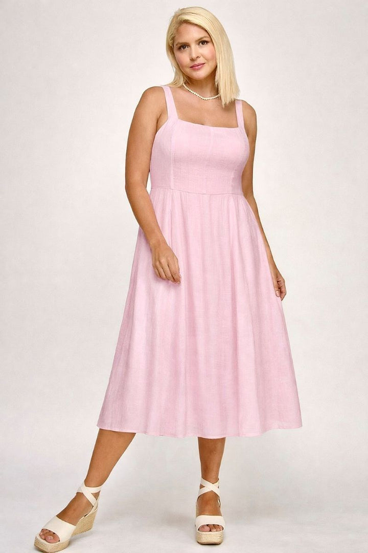 PLUS SQUARE NECK MIDI WITH POCKETS