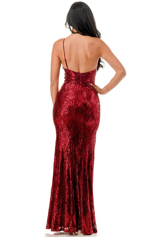 SEQUIN ASYMMETRICAL MERMAID MAXI DRESS