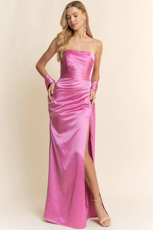 KENDALL SATIN STRAPLESS GOWN