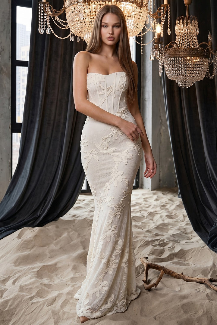 FLORAL PATTERN SOUTACHE MERMAID MAXI DRESS