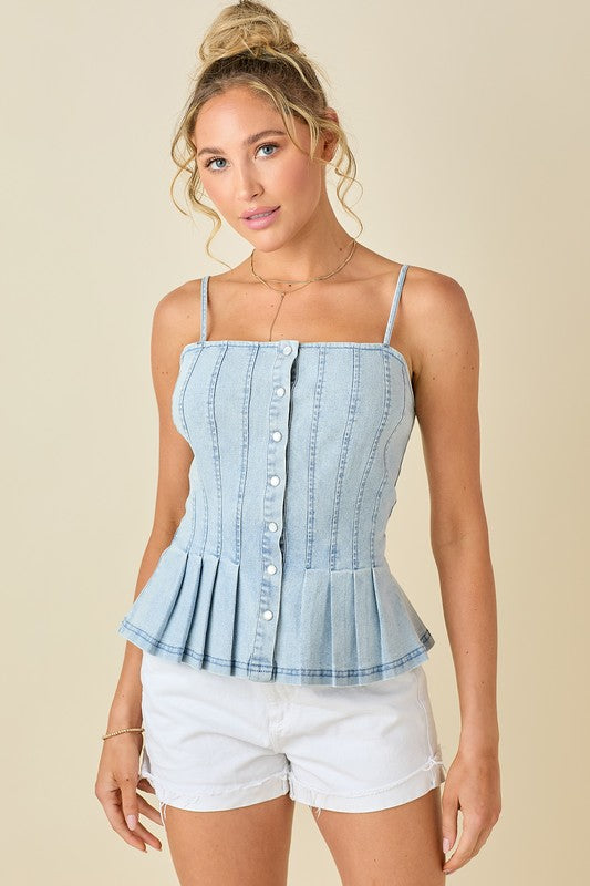 PEPLUM DENIM TANK TOP