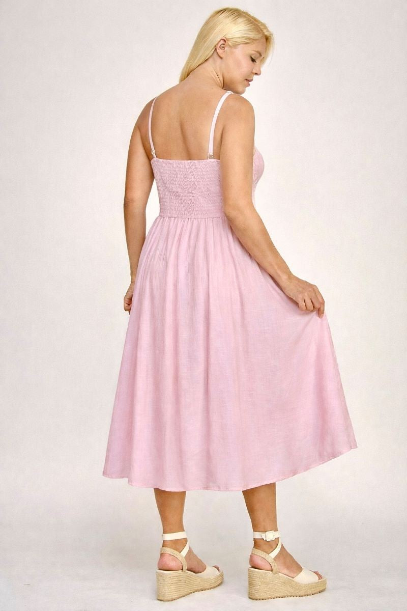 PLUS SQUARE NECK MIDI WITH POCKETS