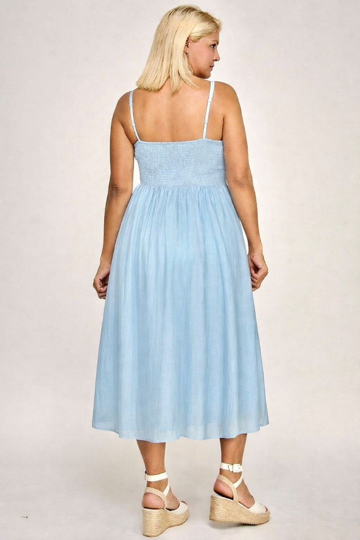 PLUS SQUARE NECK MIDI WITH POCKETS