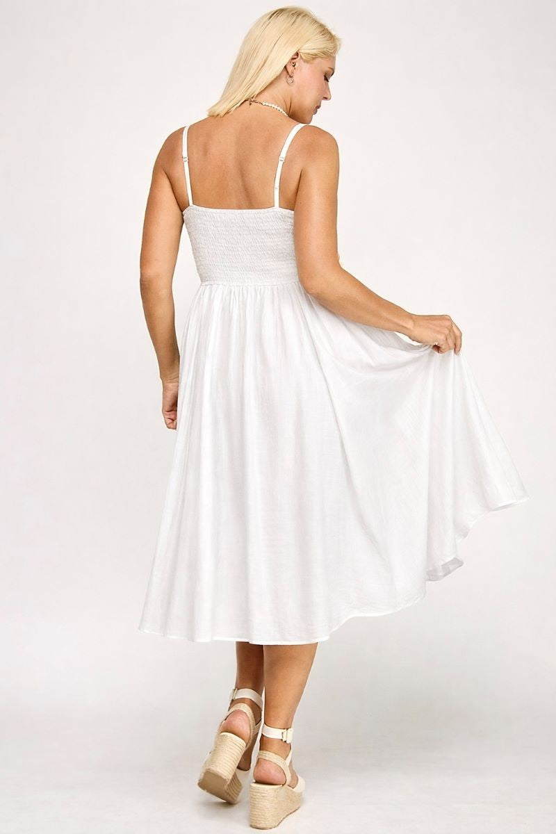 PLUS SQUARE NECK MIDI WITH POCKETS