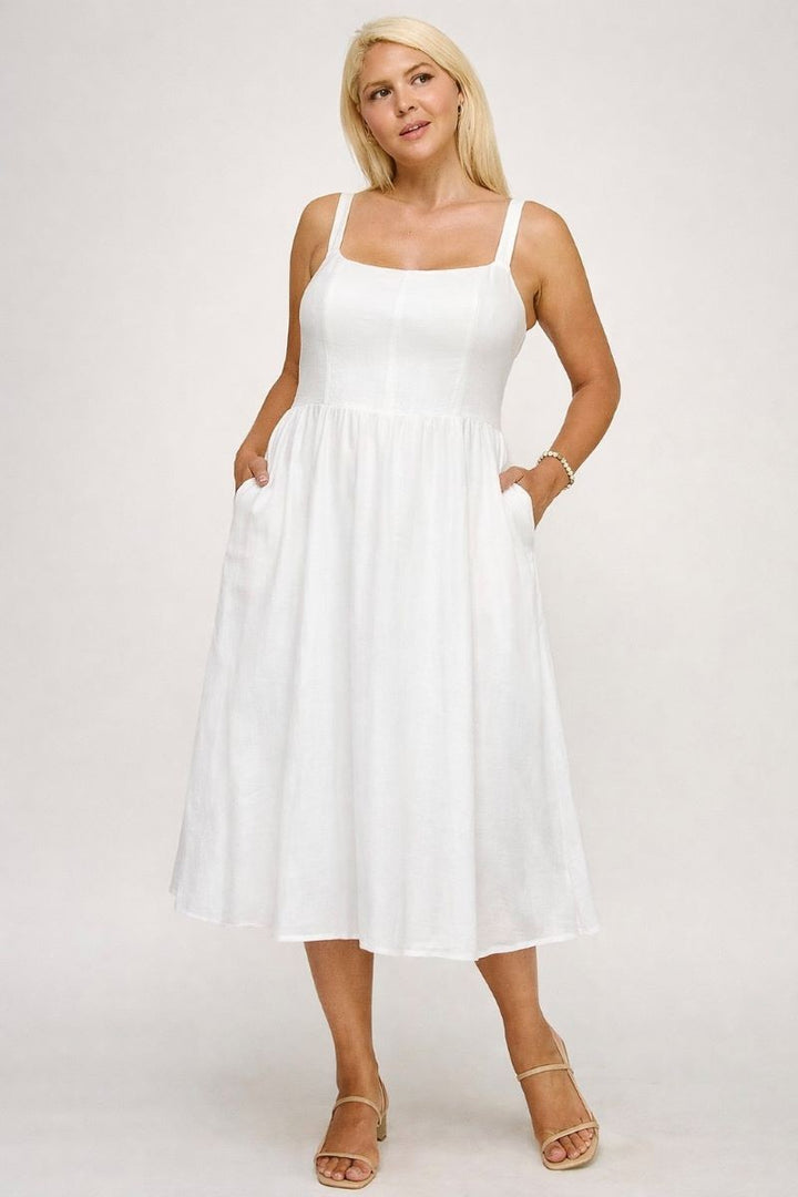 PLUS SQUARE NECK MIDI WITH POCKETS
